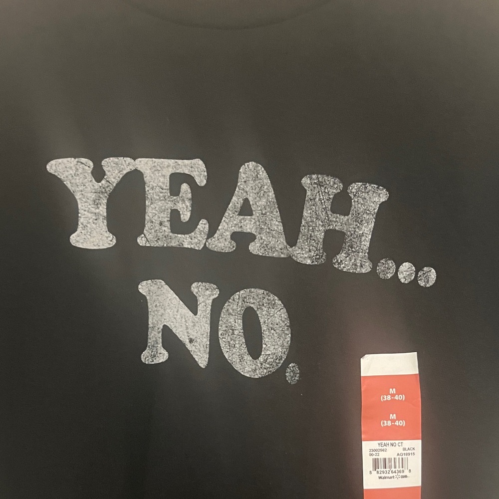 Casual Black Graphic Tee with 'Yeah No' Print - Picture 3 of 5